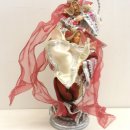 STATUA NATIVITA' IN STOFFA COLORE CREMA-ARGENTO-ROSSO 