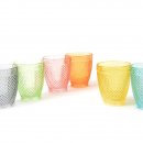 SET 6 BICCHIERI ACQUA IN VETRO "ROMBUS" COLORI CHIARI ASSORTITI