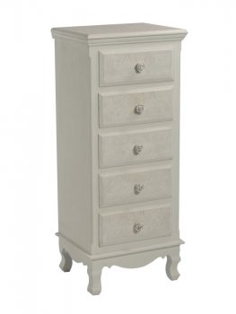 MOBILE COMODINO CREMA COUNTRY CON ROSE CON CINQUE CASSETTI GRANDI